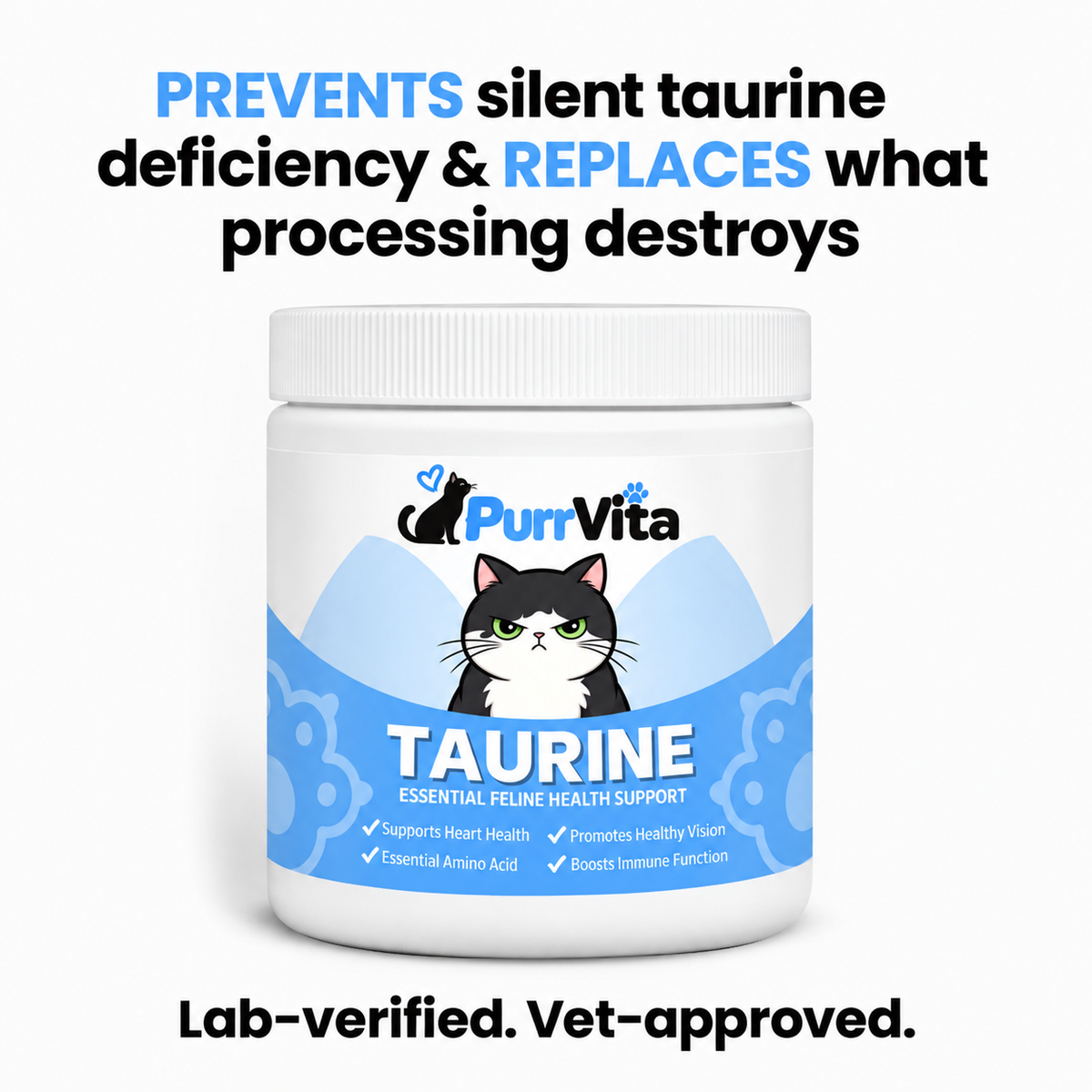 Stop the Silent Deficiency Before You See the signs with PurrVita Taurine Supplement